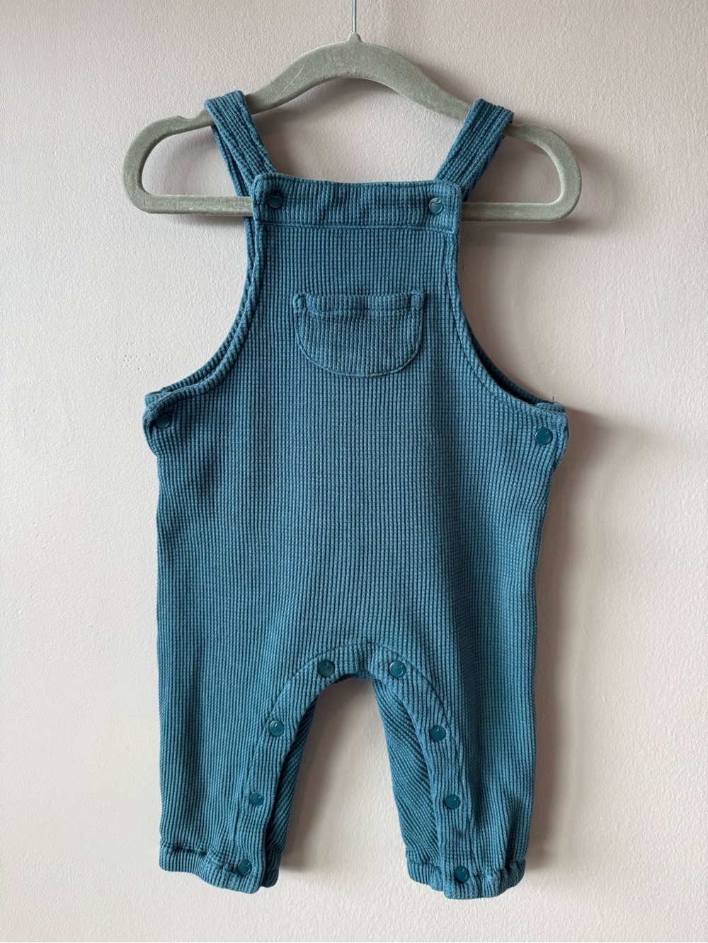 Apple Park Baby 100% Organic Cotton Dark Teal Waffle Overall Jumpsuit 3-6 Months